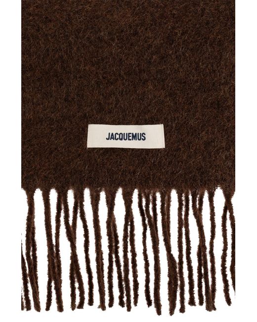 Jacquemus Brown Scarf With Logo Patch