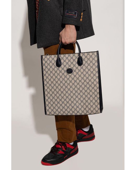 Gucci 'GG Supreme' Shopper Bag in Natural for Men | Lyst