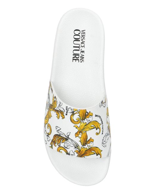 Versace Jeans Couture Natural Rubber Slides With Print