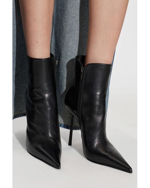 Le Silla Black Leather Heeled Ankle Boots 'Bella'