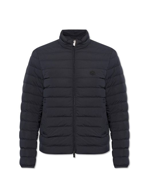 Emporio Armani Blue Quilted Jacket With Standing Collar, for men
