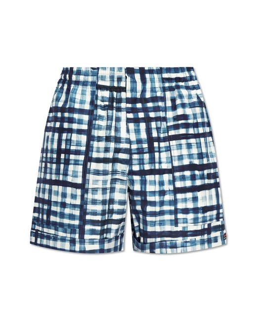 Bottega Veneta Blue Plaid Pattern Shorts for men