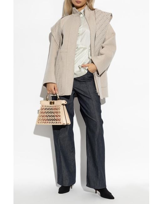 Fendi Natural Silk Shirt With Stripe Pattern