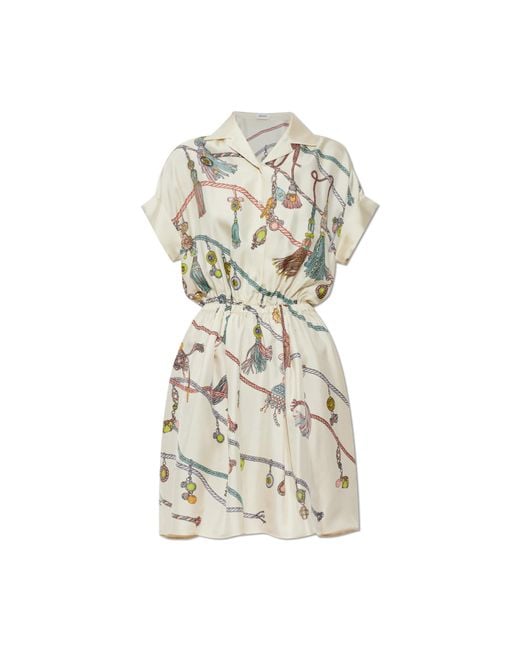 Versace White Silk Dress With "Hangin' Out" Print