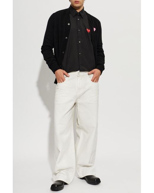 COMME DES GARÇONS PLAY Black Cotton Shirt With Logo Patch for men