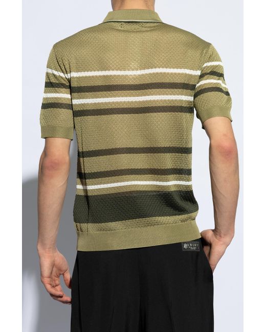 Amiri Green Striped Pattern Polo for men