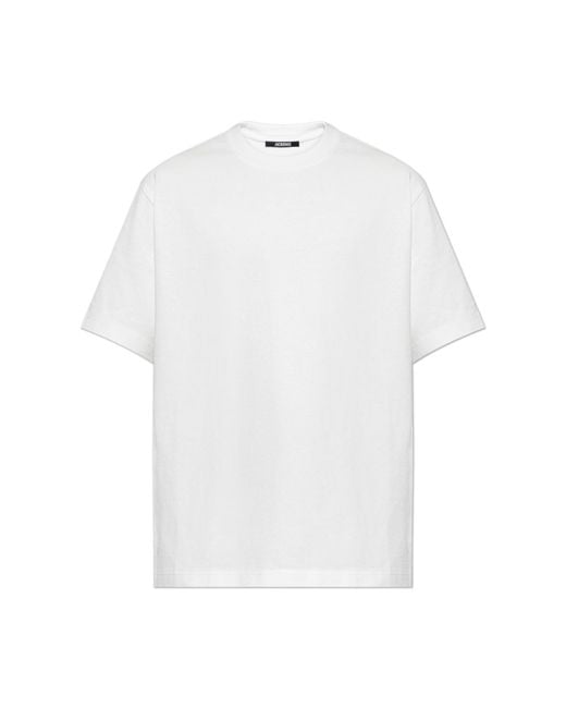 Jacquemus White T-Shirt With Embroidered Logo On The Back for men