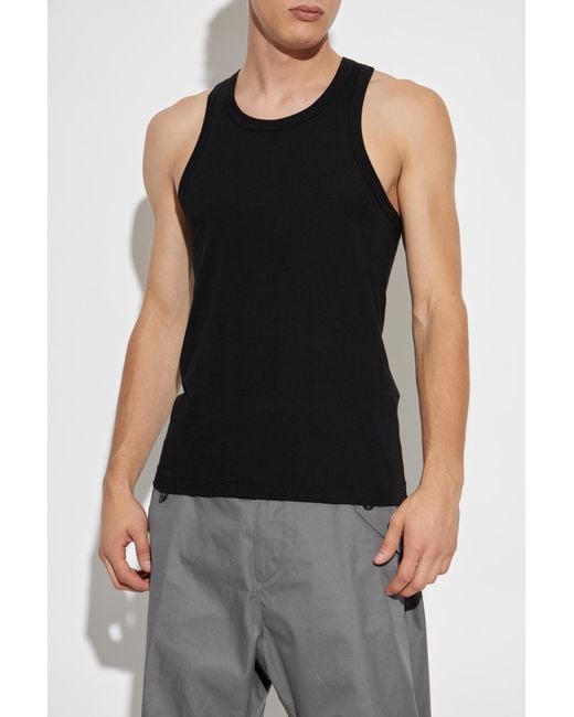 Yohji Yamamoto Black Top With A Round Neckline for men