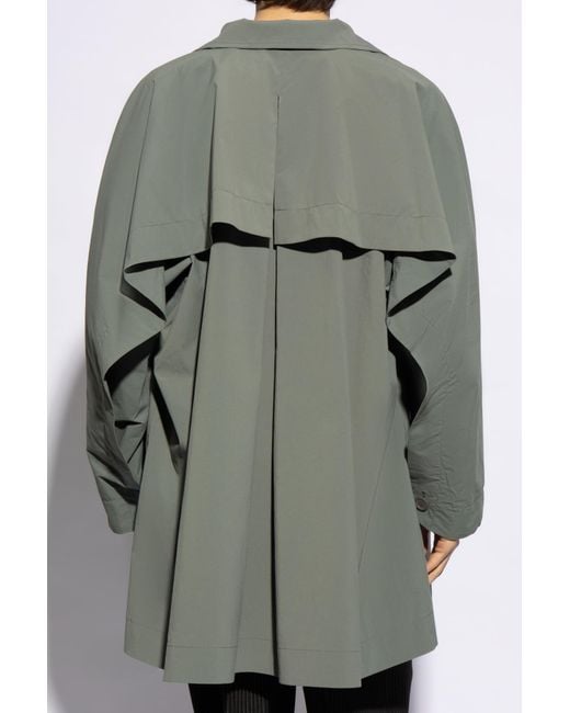 Homme Plissé Issey Miyake Gray Coat With Stand-up Collar, for men