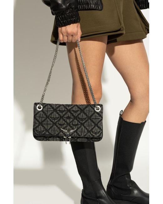 Zadig & Voltaire Black Denim Shoulder Bag With Logo