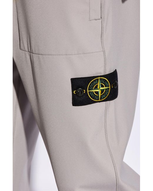 Stone Island Gray Trousers With Logo Patch, for men