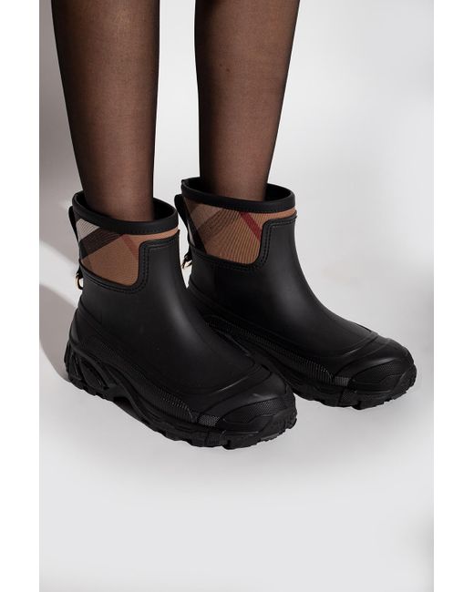 Burberry Rubber Checked Rain Boots in Black - Lyst