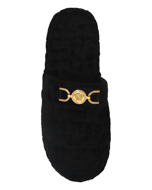 Versace Black Slippers With Logo for men