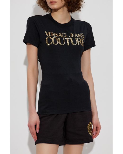 Versace Jeans Couture Black T-Shirt With Back Cut-Out