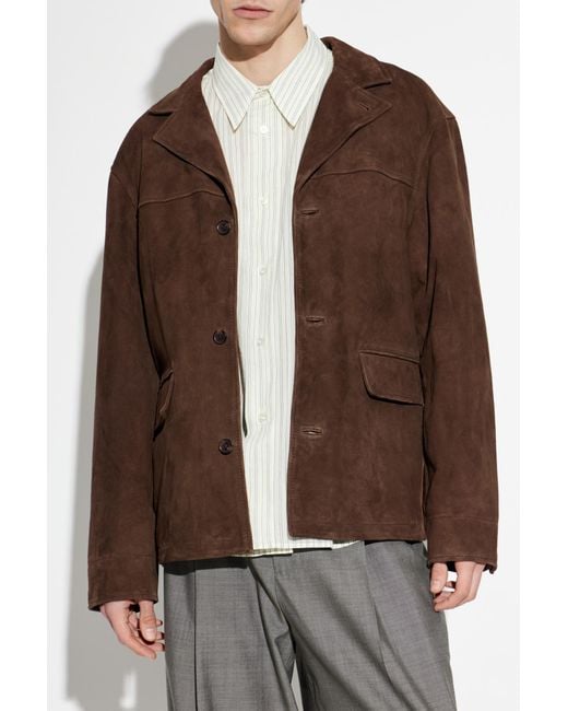 Officine Generale Brown Leather Jacket 'Erickson' for men