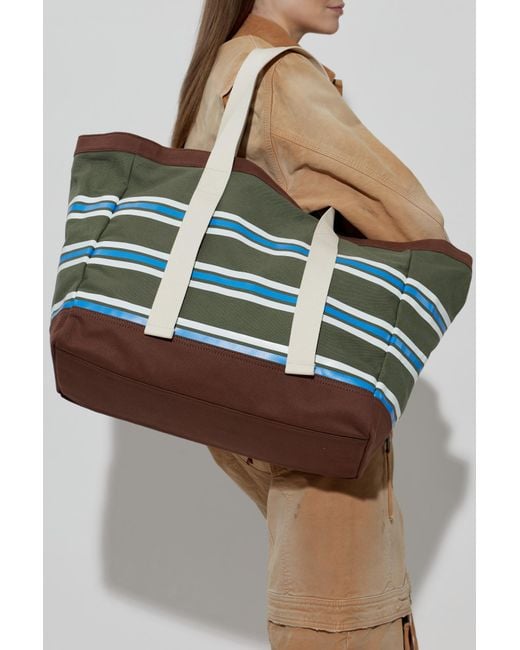 DSquared² Green Striped Pattern 'Shopper' Bag