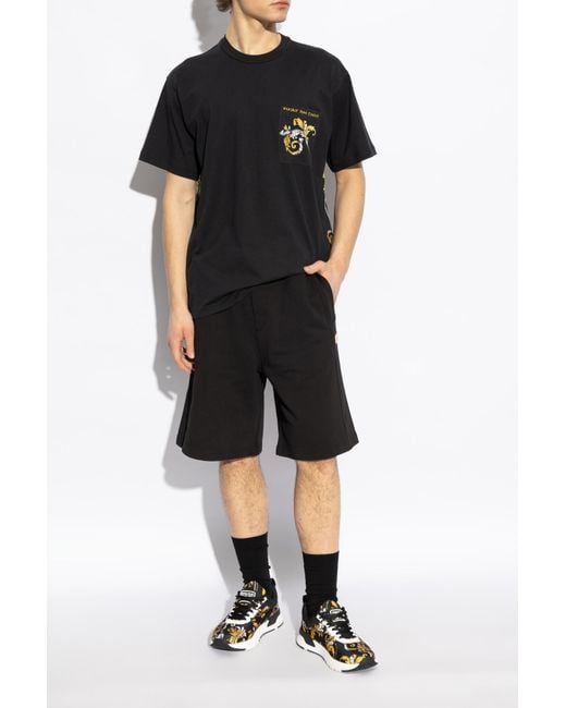 Versace Jeans Couture Black Sneakers With Barocco Print for men