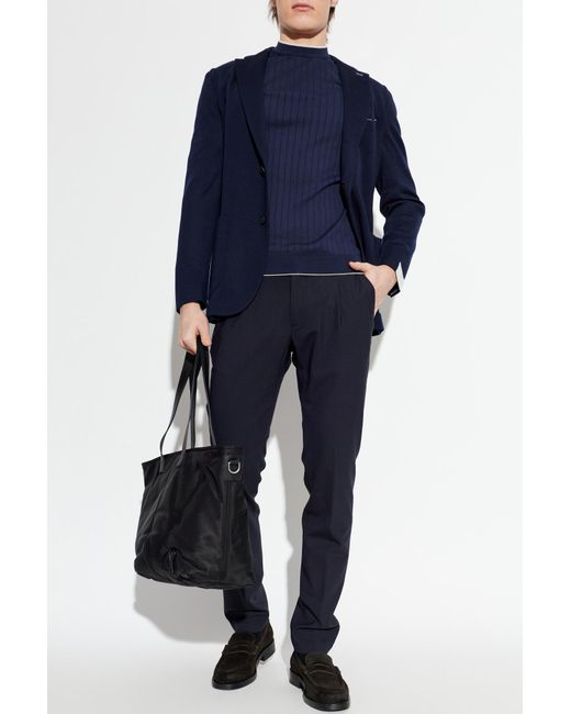 Eleventy Blue Wool Trousers With Tapered Legs for men