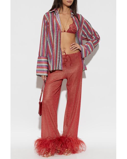 Oseree Red Shirt With Lurex Thread