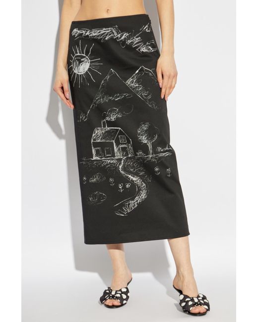 Moschino Black Skirt With Print