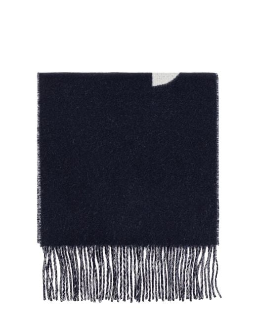 Jacquemus Blue Wool Scarf With Logo