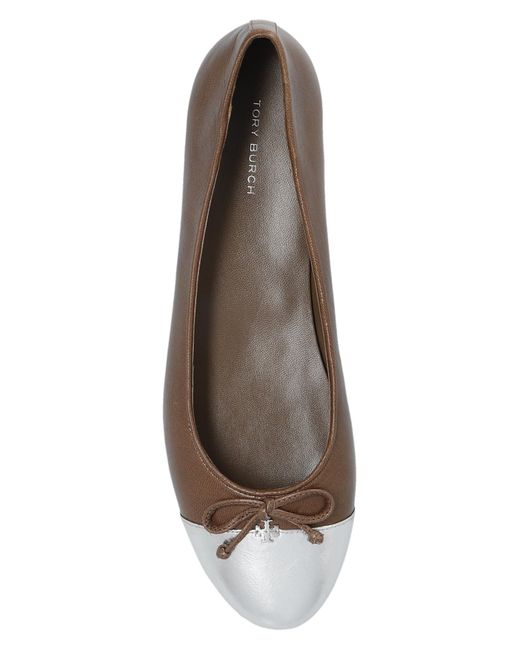 Tory Burch White 'cap-toe' Leather Ballet Flats,