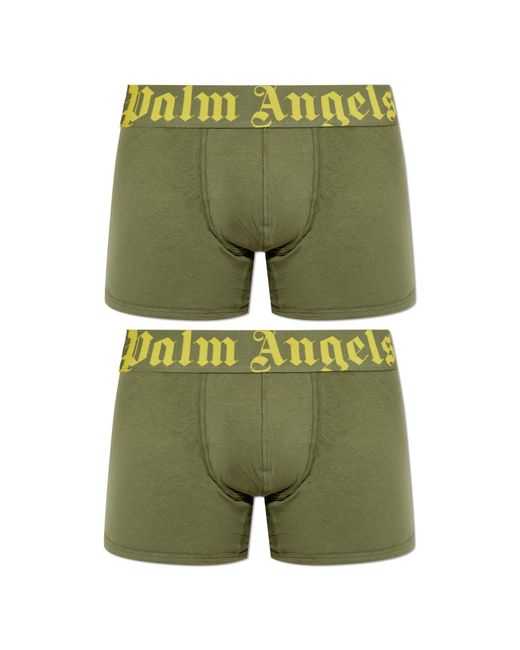 Palm Angels Green Two-Pack Of Boxers With Logo for men