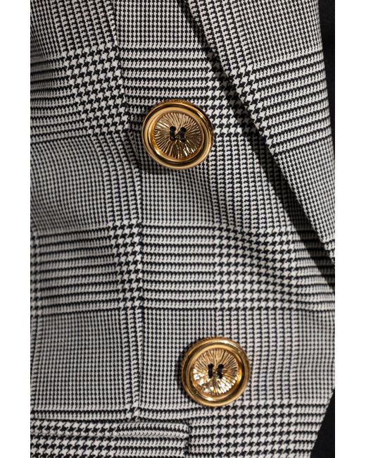 Balmain Gray Checked Pattern Blazer