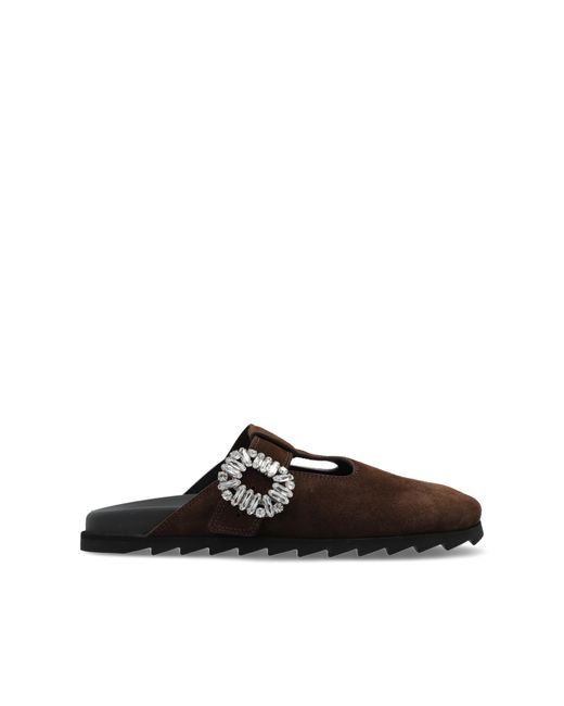 Roger Vivier Brown Suede Slides