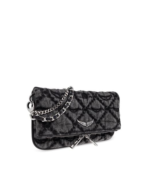 Zadig & Voltaire Gray Shoulder Bag "Rock Nano"