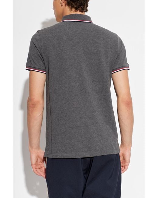 Moncler Blue Polo With Logo Patch for men