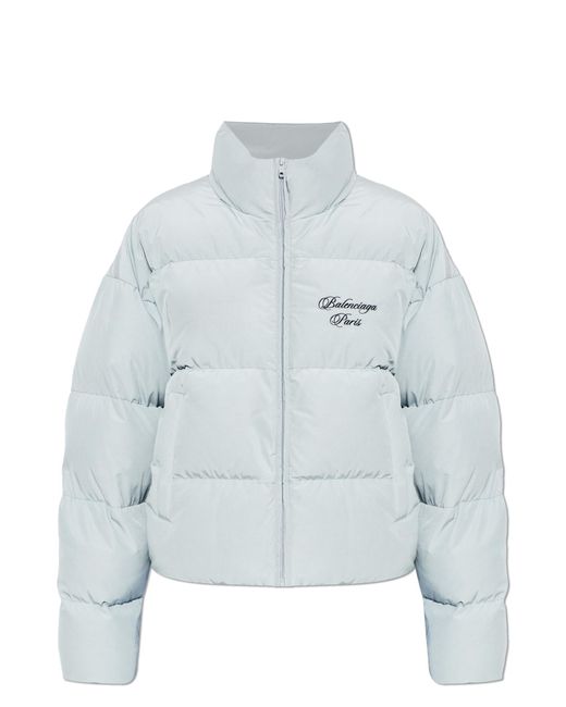 Balenciaga Blue Puffer Jacket With Logo