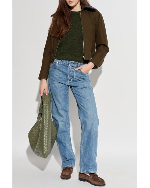 Bottega Veneta Brown Jacket With Leather Collar