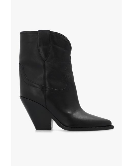 Isabel Marant Black 'Leyane' Heeled Ankle Boots