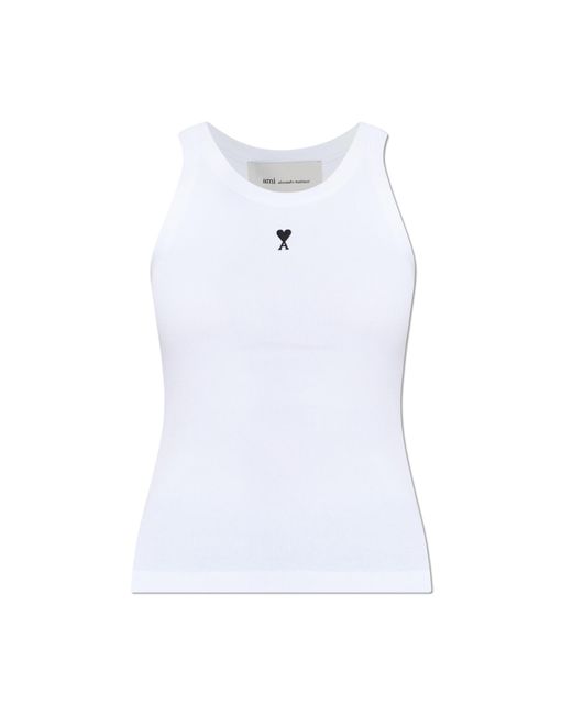 AMI White Top With Embroidered Logo