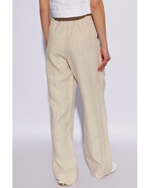 Posse Natural 'Louis' High-Waisted Linen Trousers