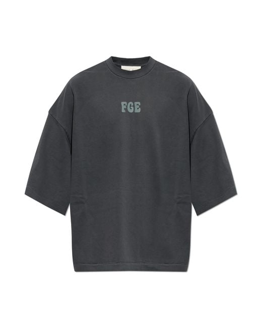 Fear Of God Gray Cotton T-Shirt With Print for men