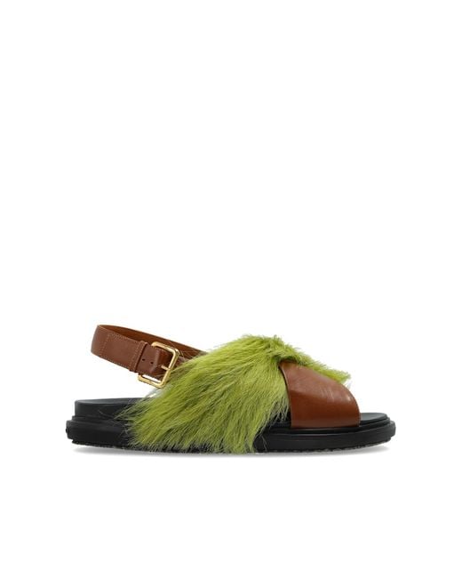 Marni Green Leather Sandals