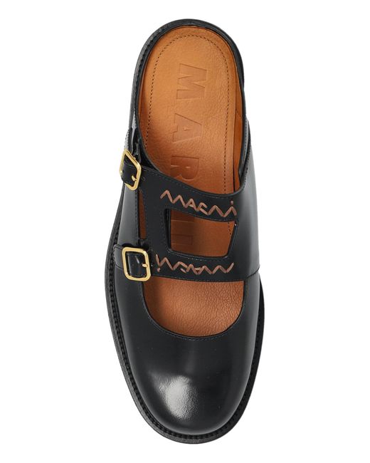 Marni Black Leather Slides 'Bambi 3.0'