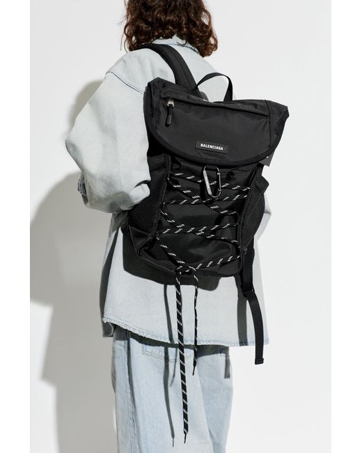Balenciaga Black Backpack With Logo for men