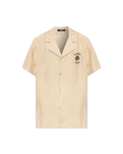 Balmain Natural Silk Short-Sleeve Shirt for men