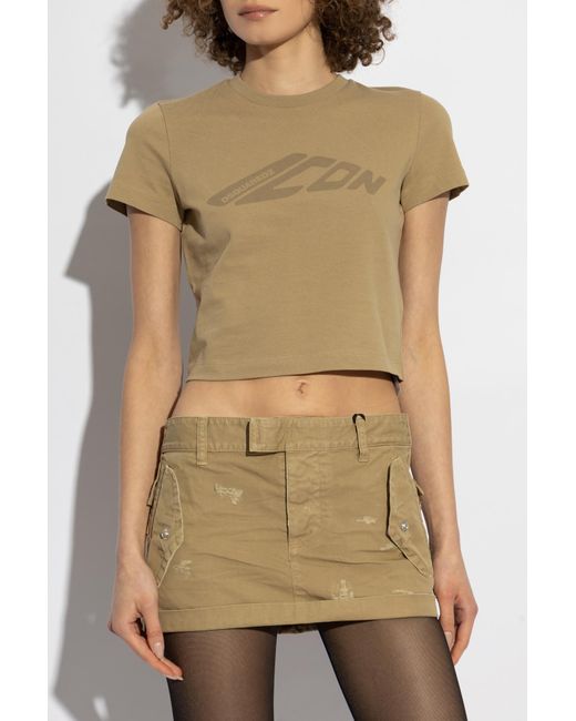 DSquared² Natural T-Shirt With Printed Logo