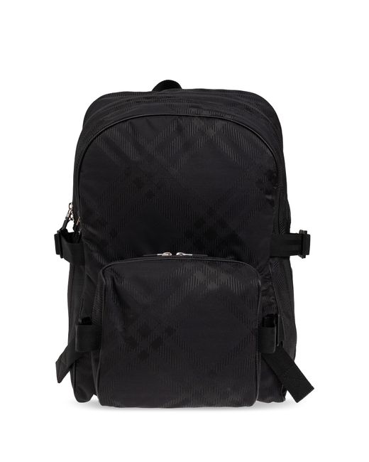 Burberry Black Checked Backpack, for men