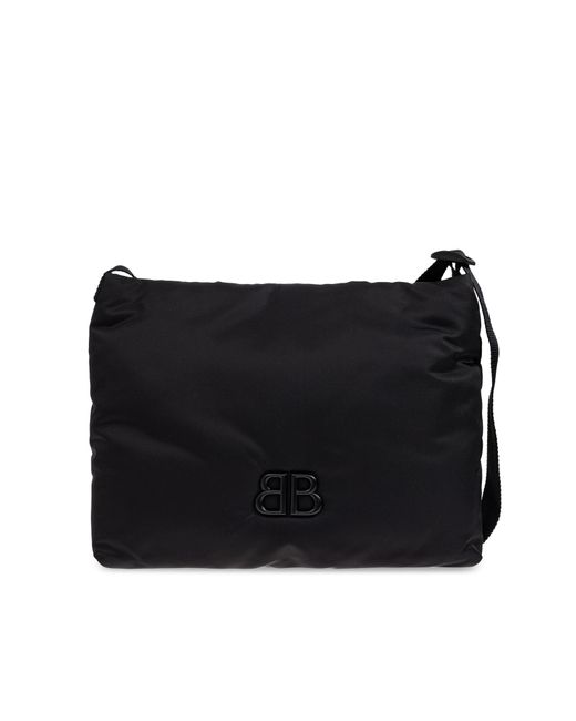 Balenciaga Black Shoulder Bag With A Logo-Shaped Appliqué for men