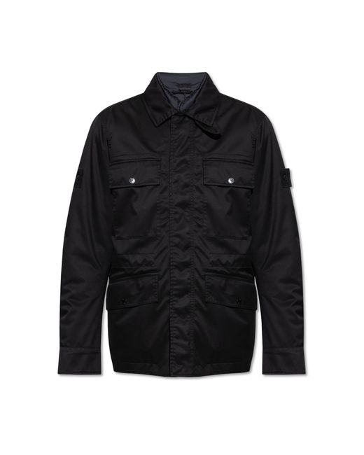 Stone Island Black Wool-Down Layered Capsule Jacket for men