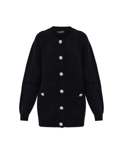 Dolce & Gabbana Black Cardigan With Shiny Buttons