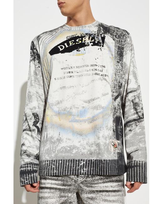 トップス DIESEL T-Crane-Ls-S4 Long-sleeve T-shirt T-CRANE-LS-SLITS Man: T-shirt with triple logo embroidery