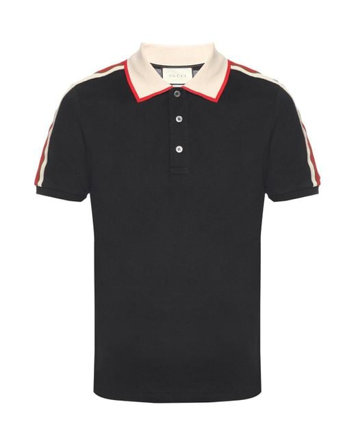 Gucci Black Taped Logo Polo Shirt for men
