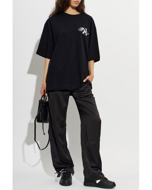 Off-White c/o Virgil Abloh Black T-Shirt With Embroidered Logo