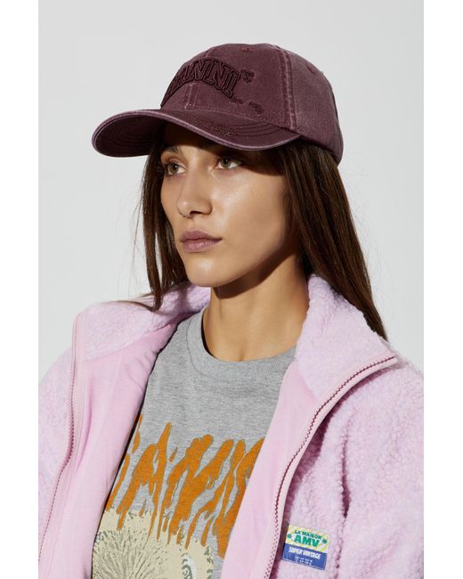 Ganni Red Baseball Cap